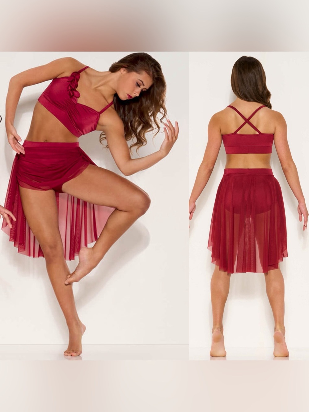 Kelle dance solo costume red 2 piece changing season 2898 SA-Small adult